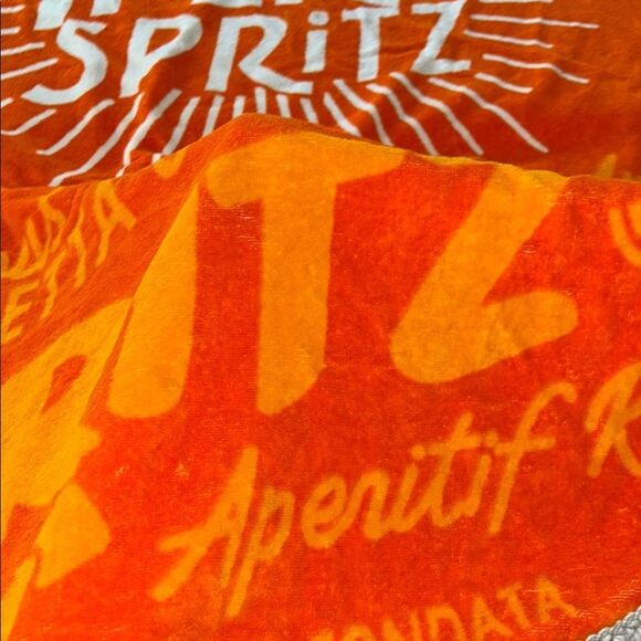 A Taste of Italy 🇮🇹 Aperol Spritz 🥂 Neon Orange and White Fringed Beach 🏖️ Towel - Picture 6 of 17
